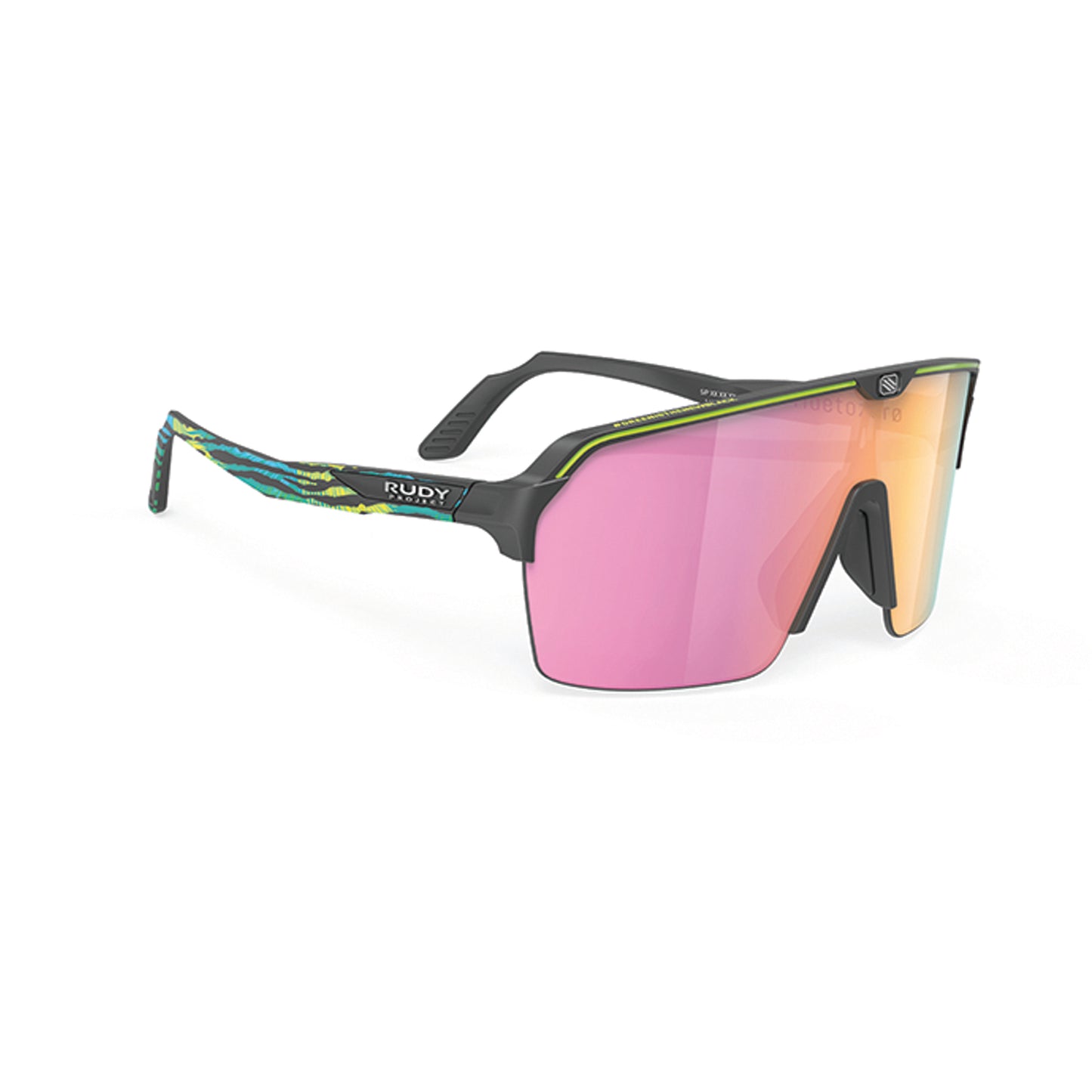 Limited Edition #GreenIsTheNewBlack Spinshield Air Eyewear in Black Matte-Multilaser Sunset Lens