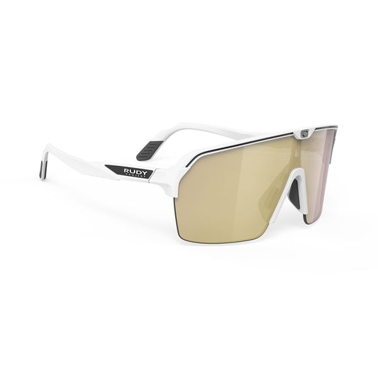 Spinshield Air Eyewear in White Matte - Multilaser Gold Lens