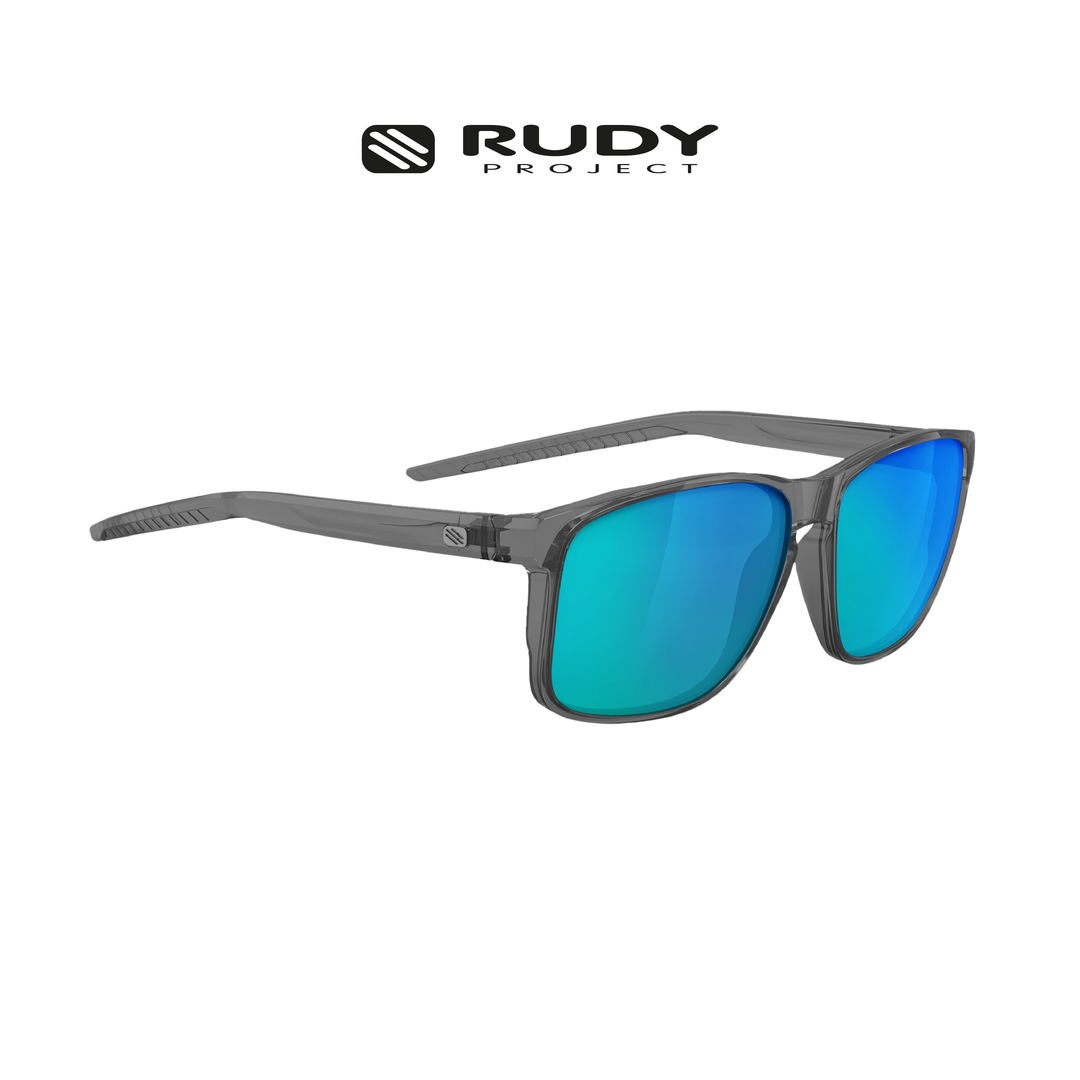 Rudy Project Overlap Sports Lifestyle Sunglasses Crystal Ash Multilaser Aqua | UV Protection Eyewear