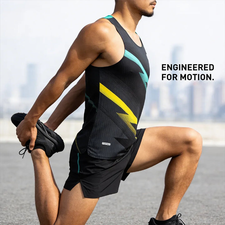 Dash Singlet Black Gray-Teal Yellow