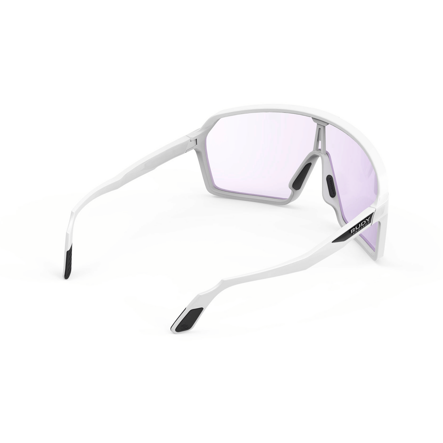 Spinshield Eyewear in White Matte - ImpactX Photochromic 2 Laser Purple Lens
