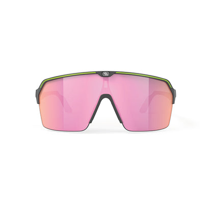 Limited Edition #GreenIsTheNewBlack Spinshield Air Eyewear in Black Matte-Multilaser Sunset Lens
