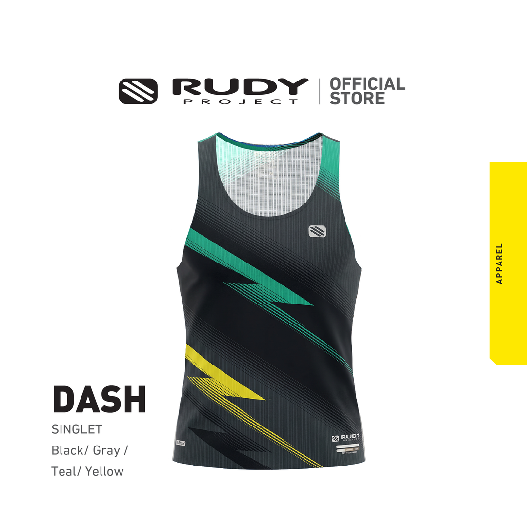 Dash Singlet Black Gray-Teal Yellow