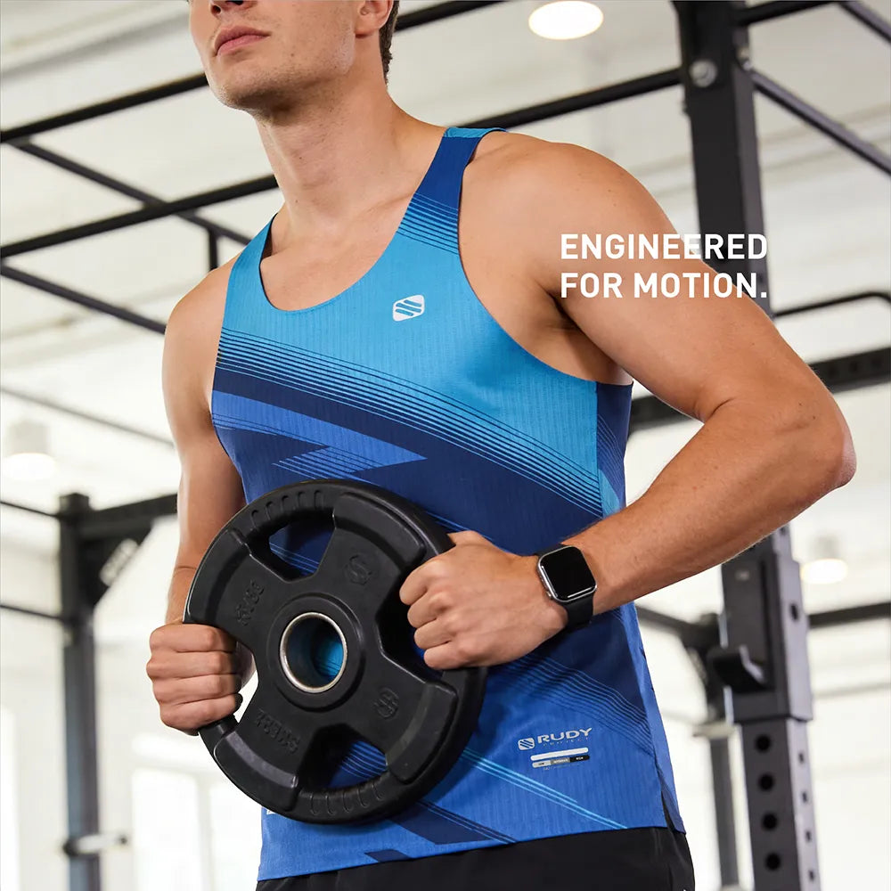 Dash Singlet Black Navy Blue-Aqua