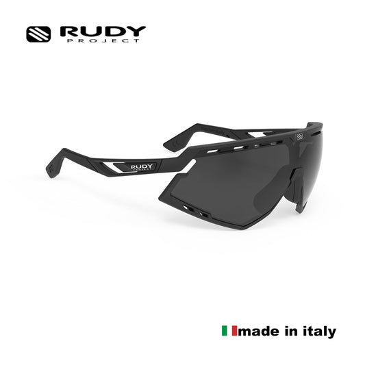 Rudy Project Performance Eyewear 2020 Defender Cycling Eyewear in Black with Black Bumpers and Smoke Black Lenses Sunglasses for Cycling, Biking, or Sports - 88 Prestige