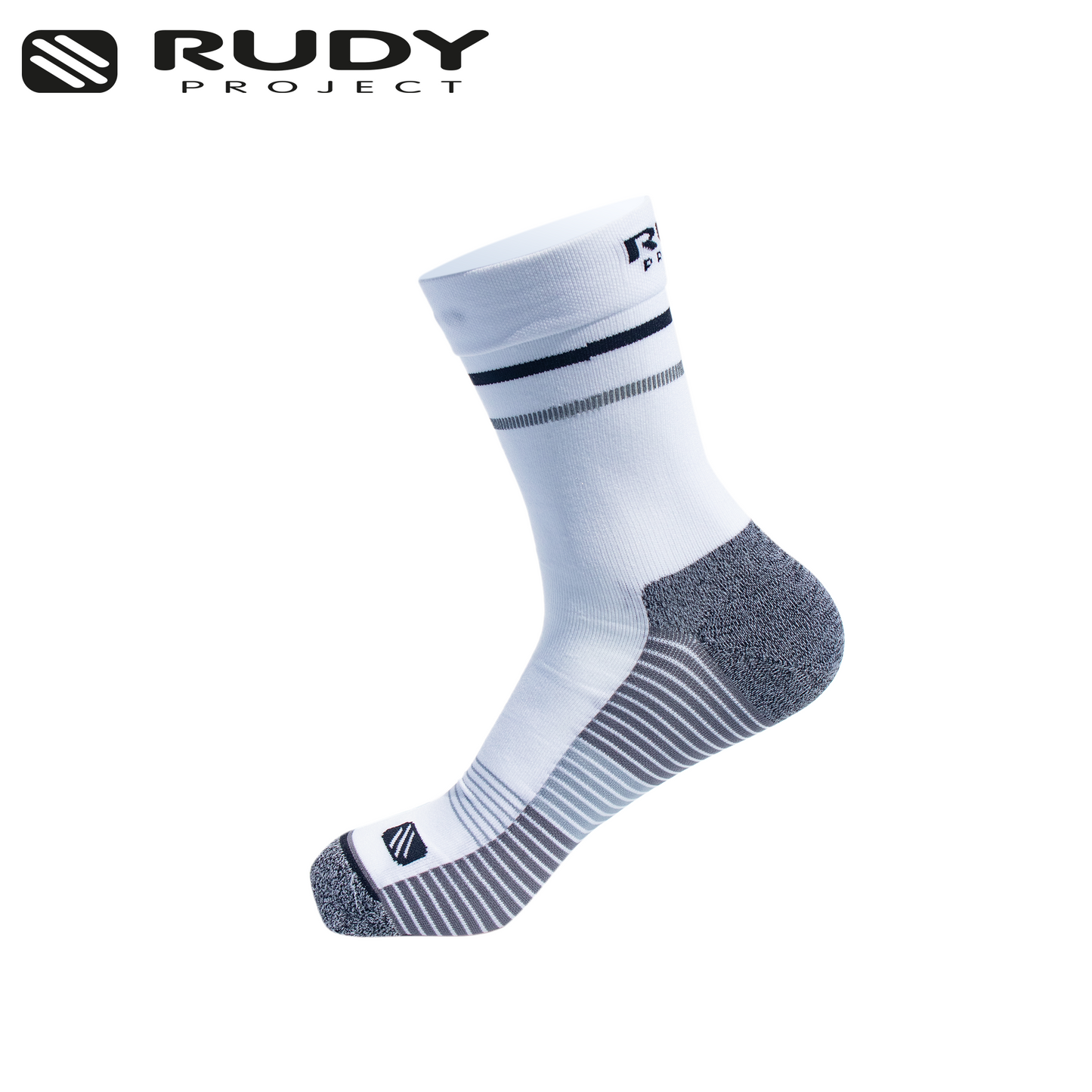 Rudy Project Medium Cut Socks in White & Grey