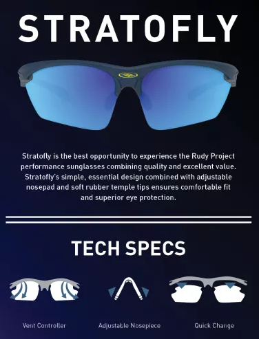 Rudy Project STRATOFLY Cycling Performance Eyewear in Black Gloss with ImpactX2 Black Lenses for Cycling, Biking Shooting or Sports