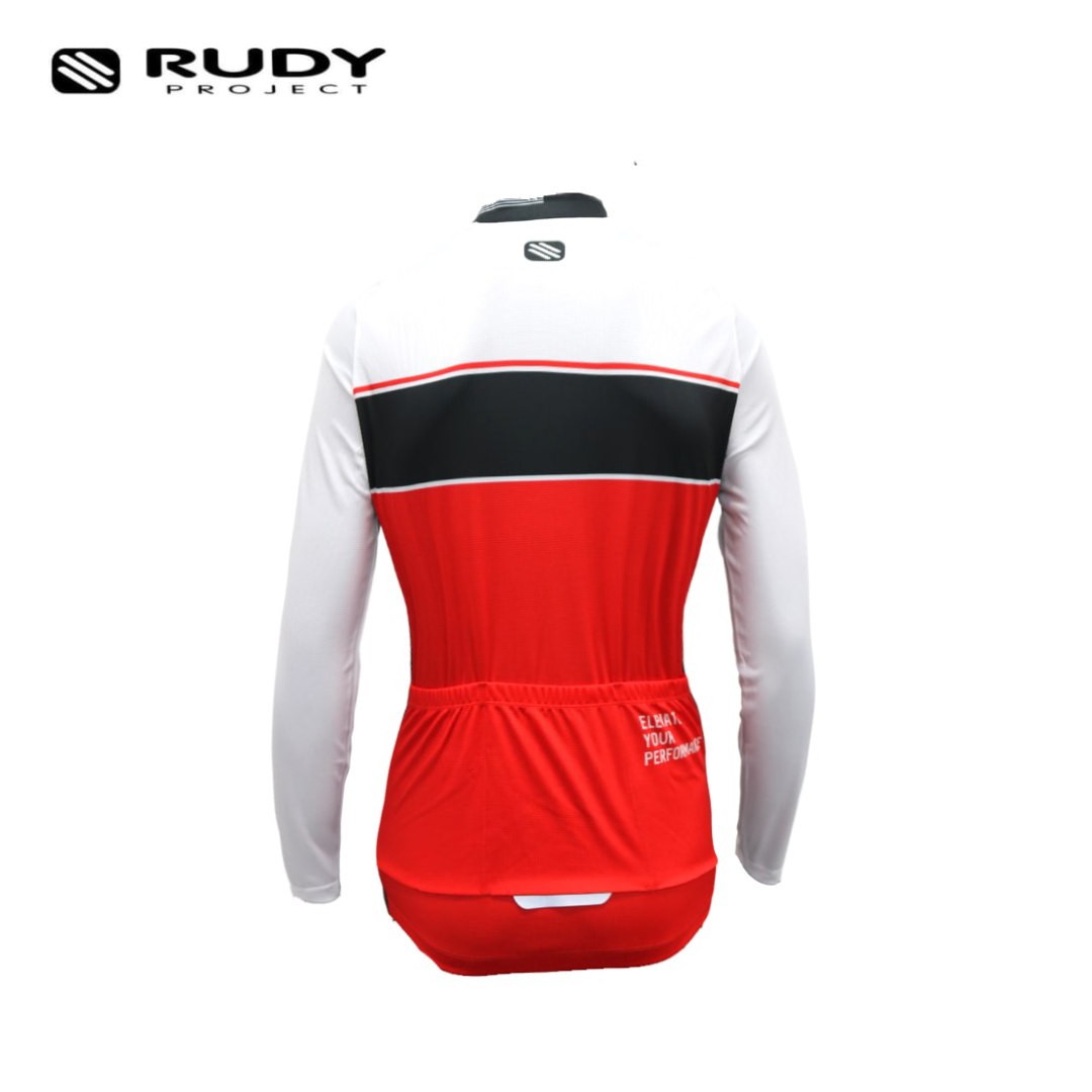 Women's Long Sleeve Cycling Jersey in White/Red